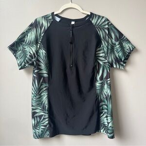 Swim by Cacique Rashguard Women's 16 New NWT Black Tropical Vacation Pool Beach